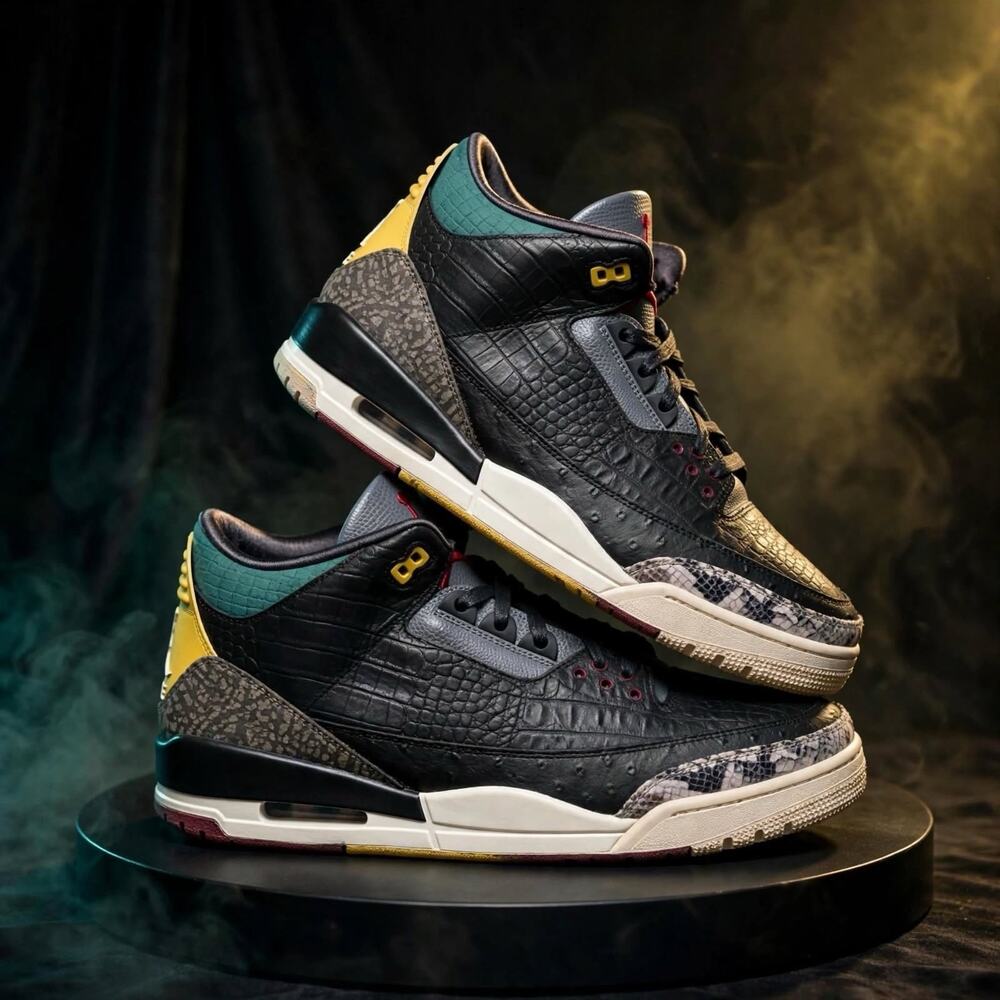 Size 14 - Air Jordan 3 Retro SE Animal Instinct CV3583-003 Black Croc Snake